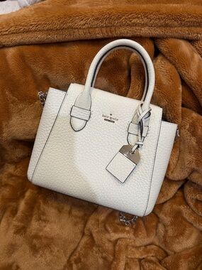 kate spade large grain White Pebbled Leather handbag